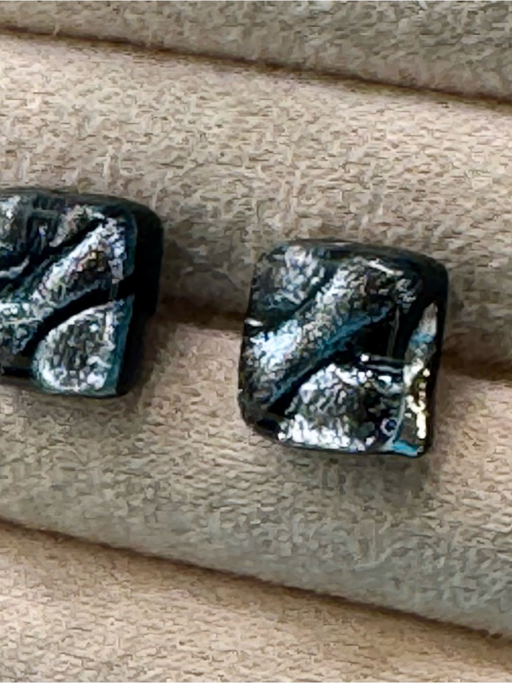 A Touch of Glass Black + Silver Fused Glass Pierced Earrings